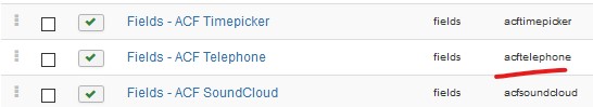 The ACF field plugins